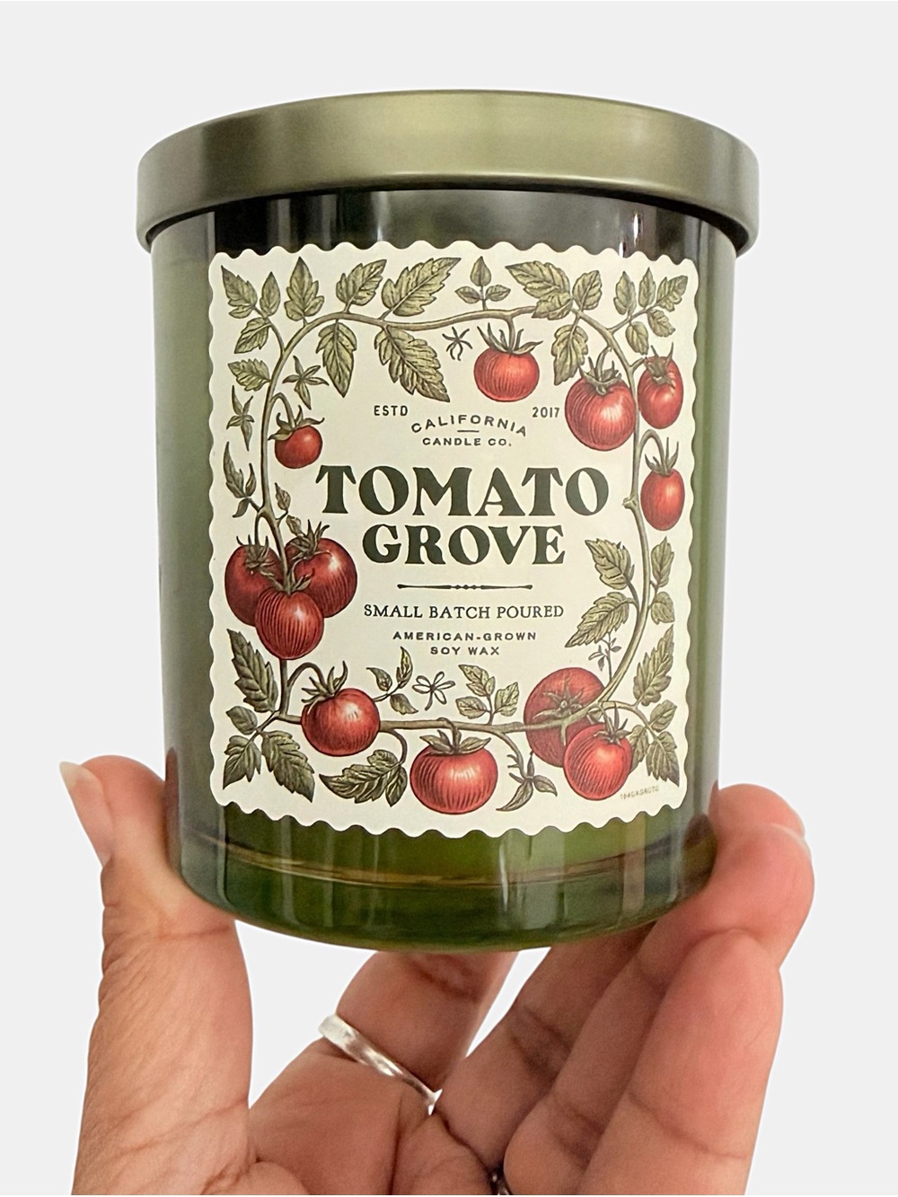 Leoben Company Tomato Grove Scented Candle - Green Glass Jar